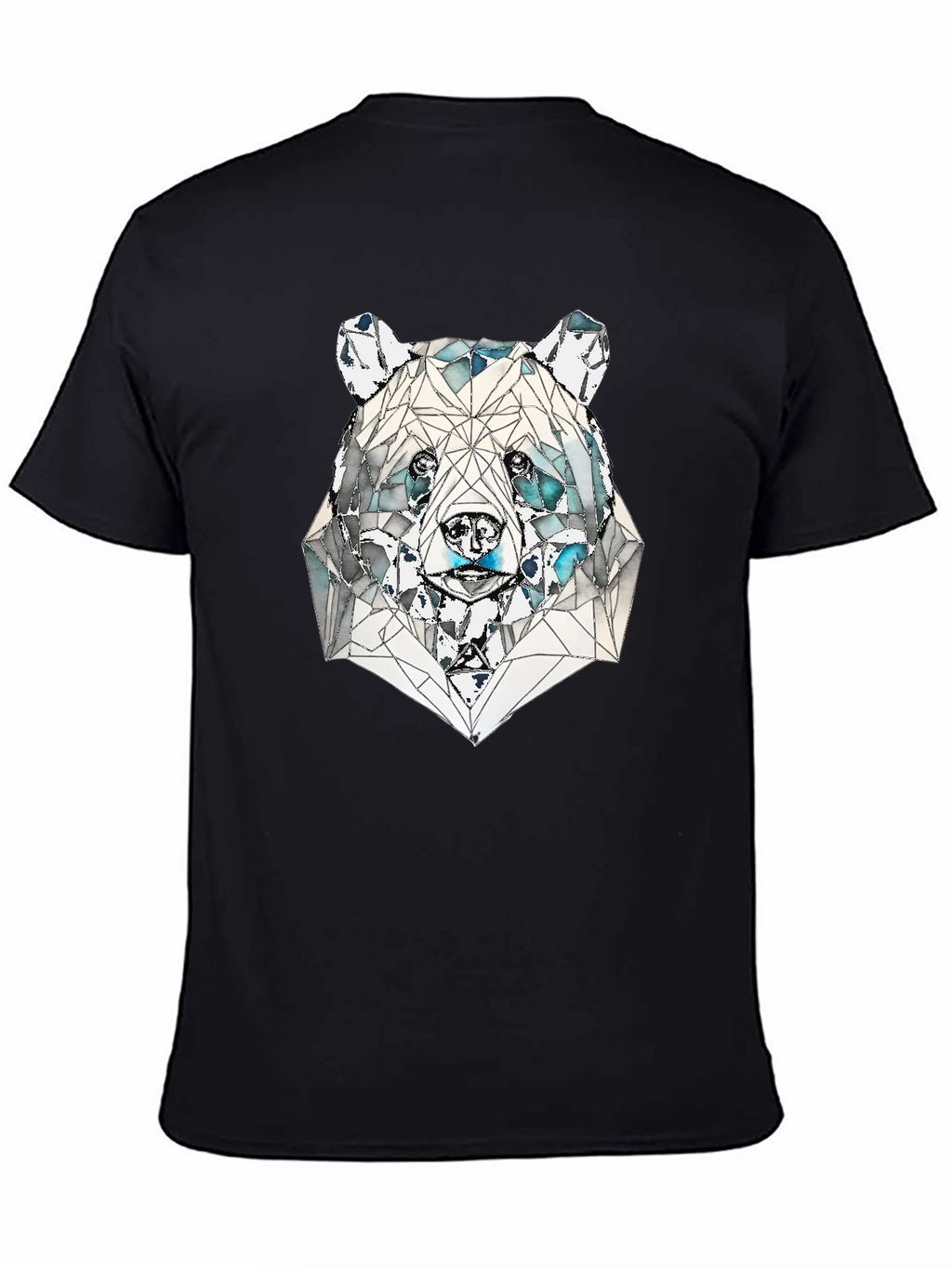 Geometric Bear Graphic Tee - Black