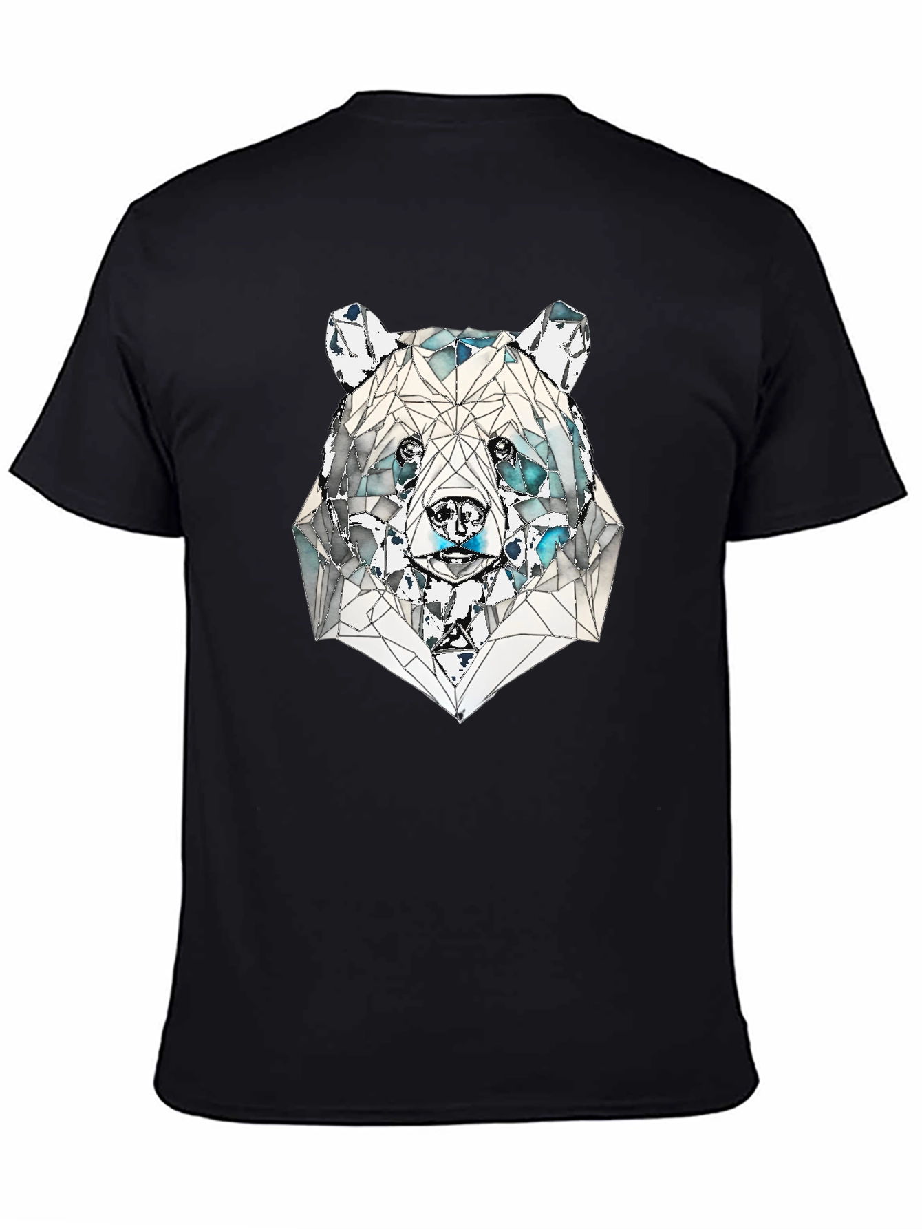 Geometric Bear Graphic Tee - Black
