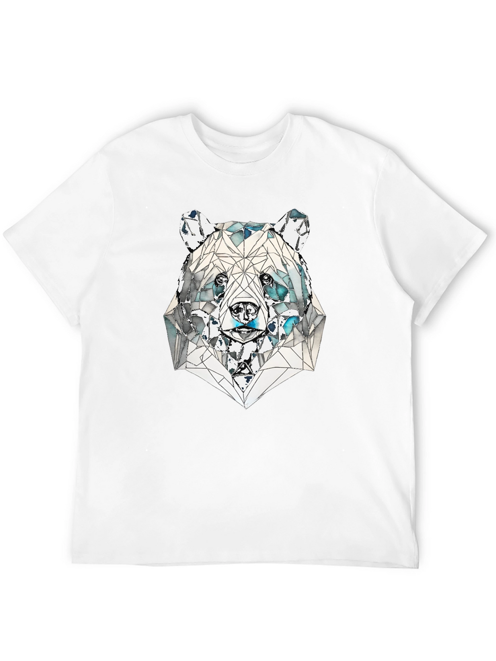 Geometric Bear Graphic Tee - Black