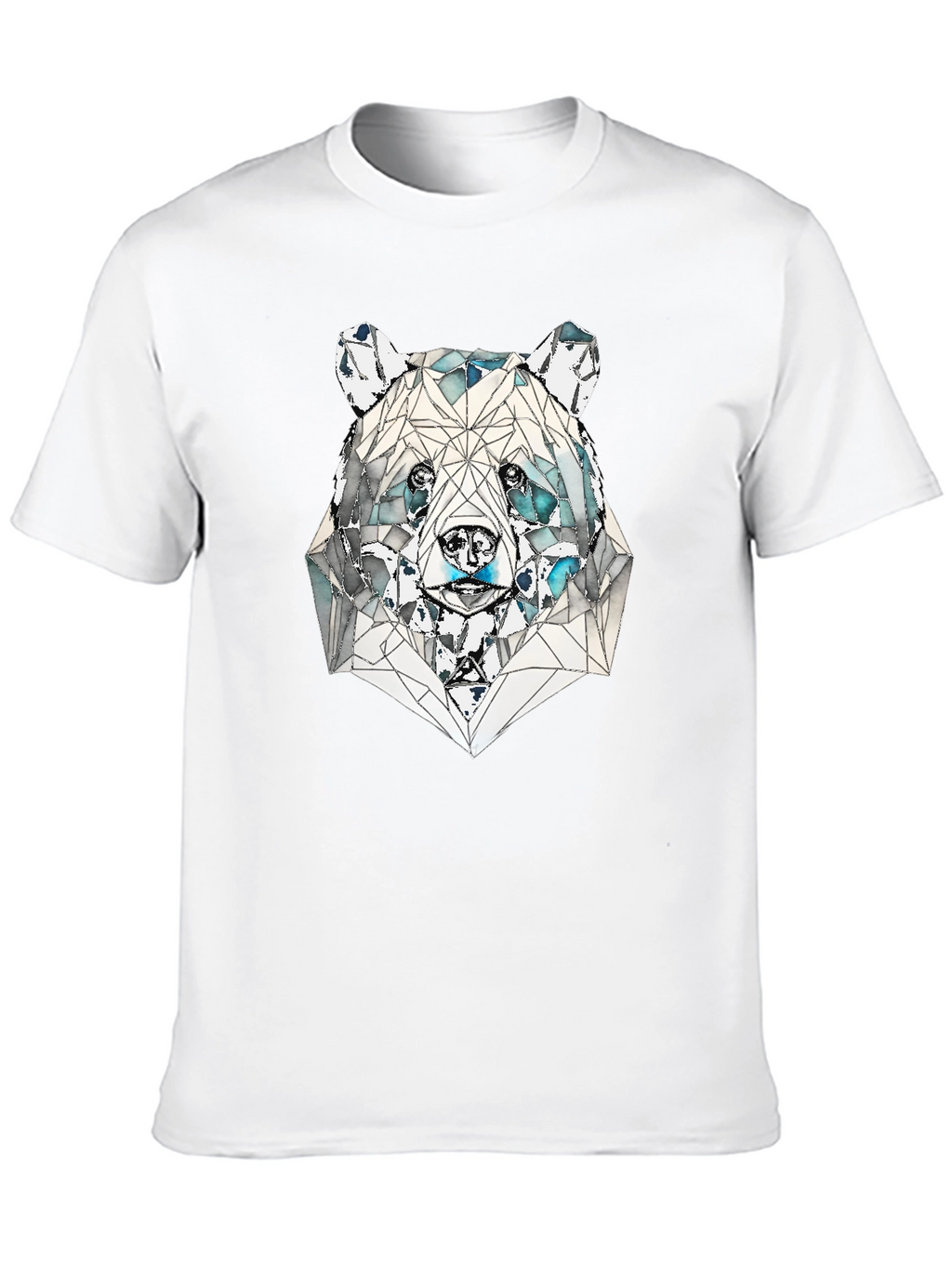 Geometric Bear Graphic Tee - Black