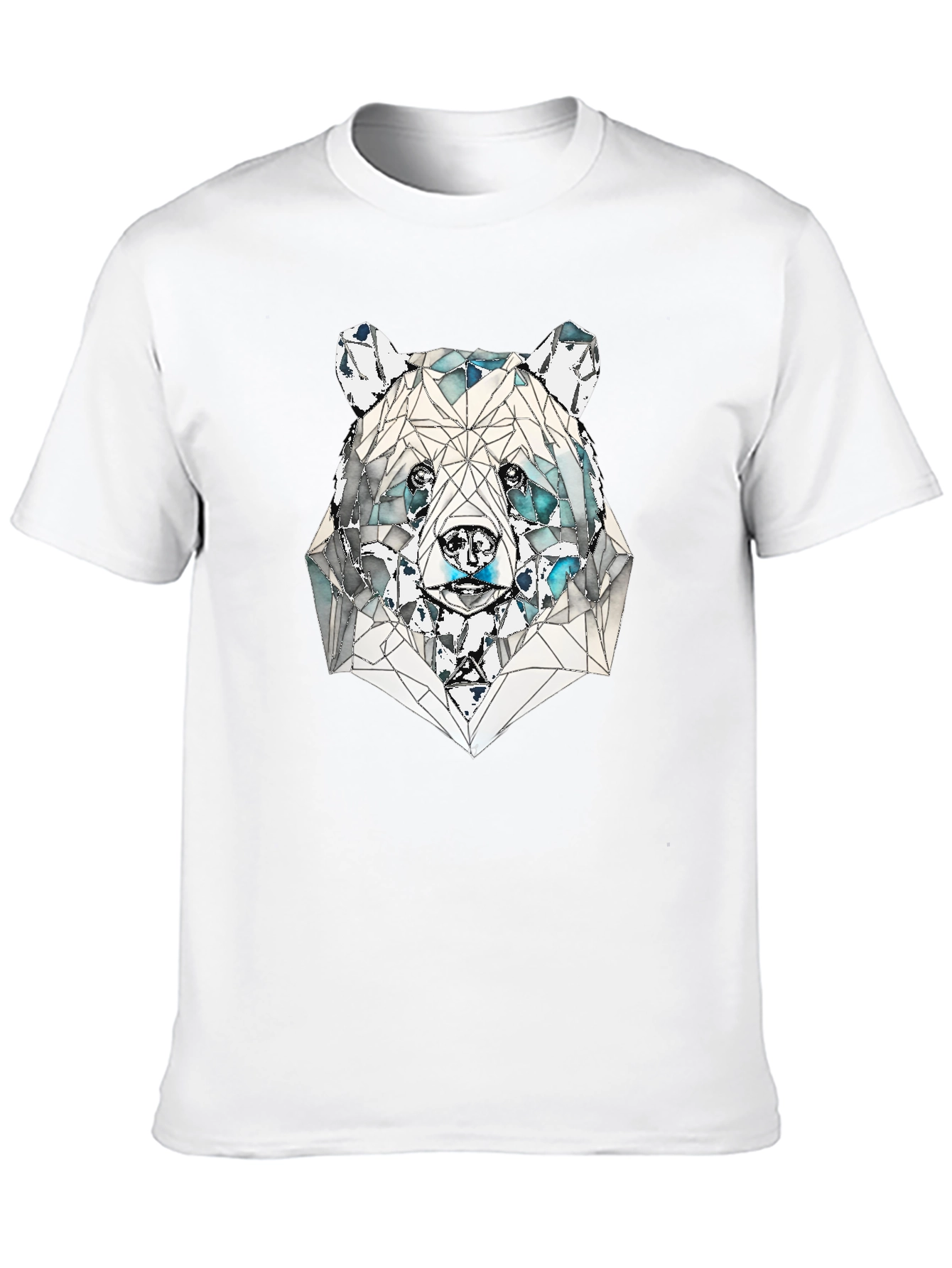 Geometric Bear Graphic Tee - Black