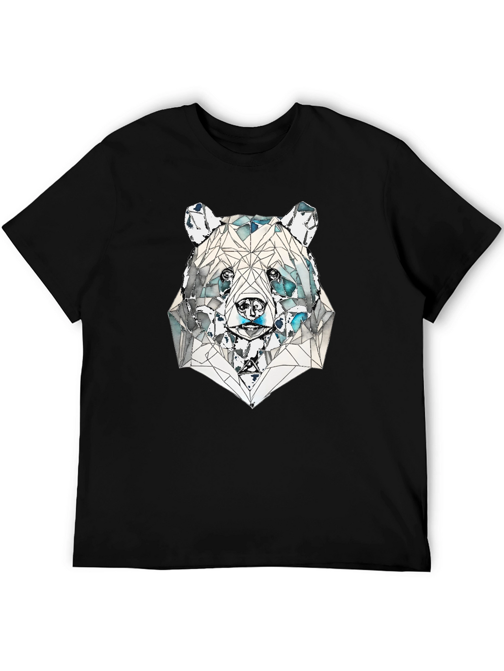Geometric Bear Graphic Tee - Black