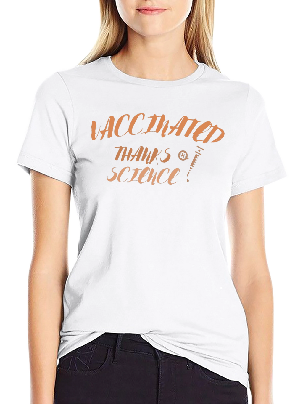 Vaccinated Thanks Science Black T-Shirt
