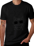 2024 Cat with Glasses Graphic T-Shirt