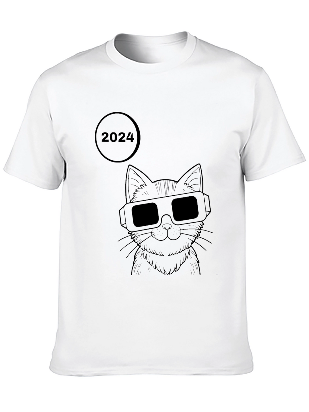 2024 Cat with Glasses Graphic T-Shirt