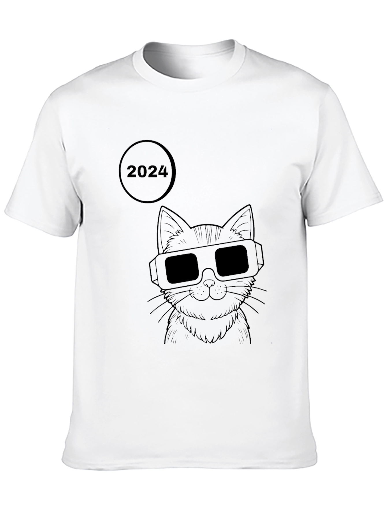 2024 Cat with Glasses Graphic T-Shirt