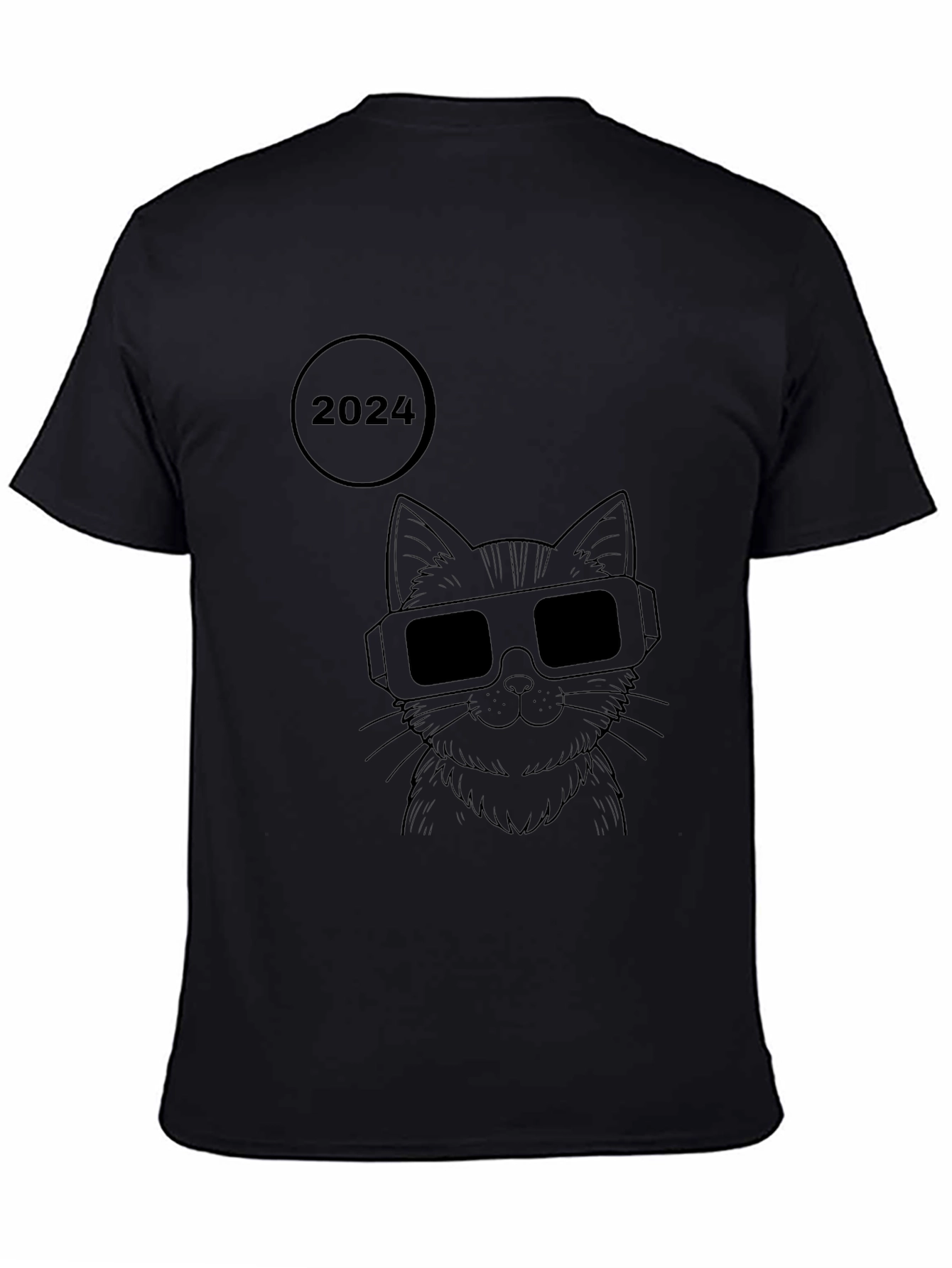 2024 Cat with Glasses Graphic T-Shirt
