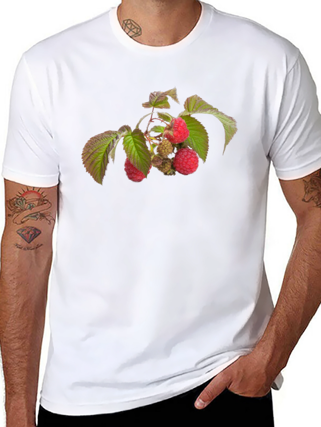 Raspberry Branch Graphic Black T-Shirt