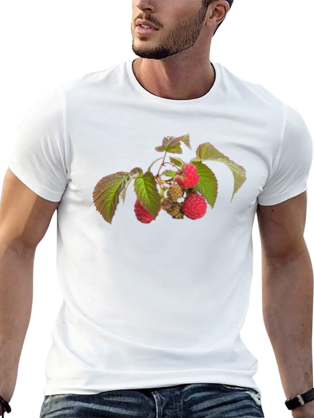 Raspberry Branch Graphic Black T-Shirt