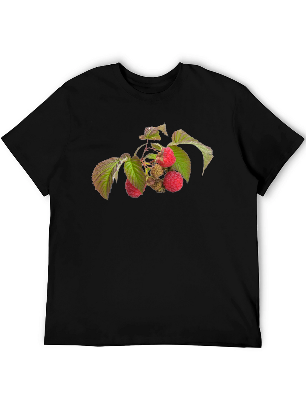 Raspberry Branch Graphic Black T-Shirt