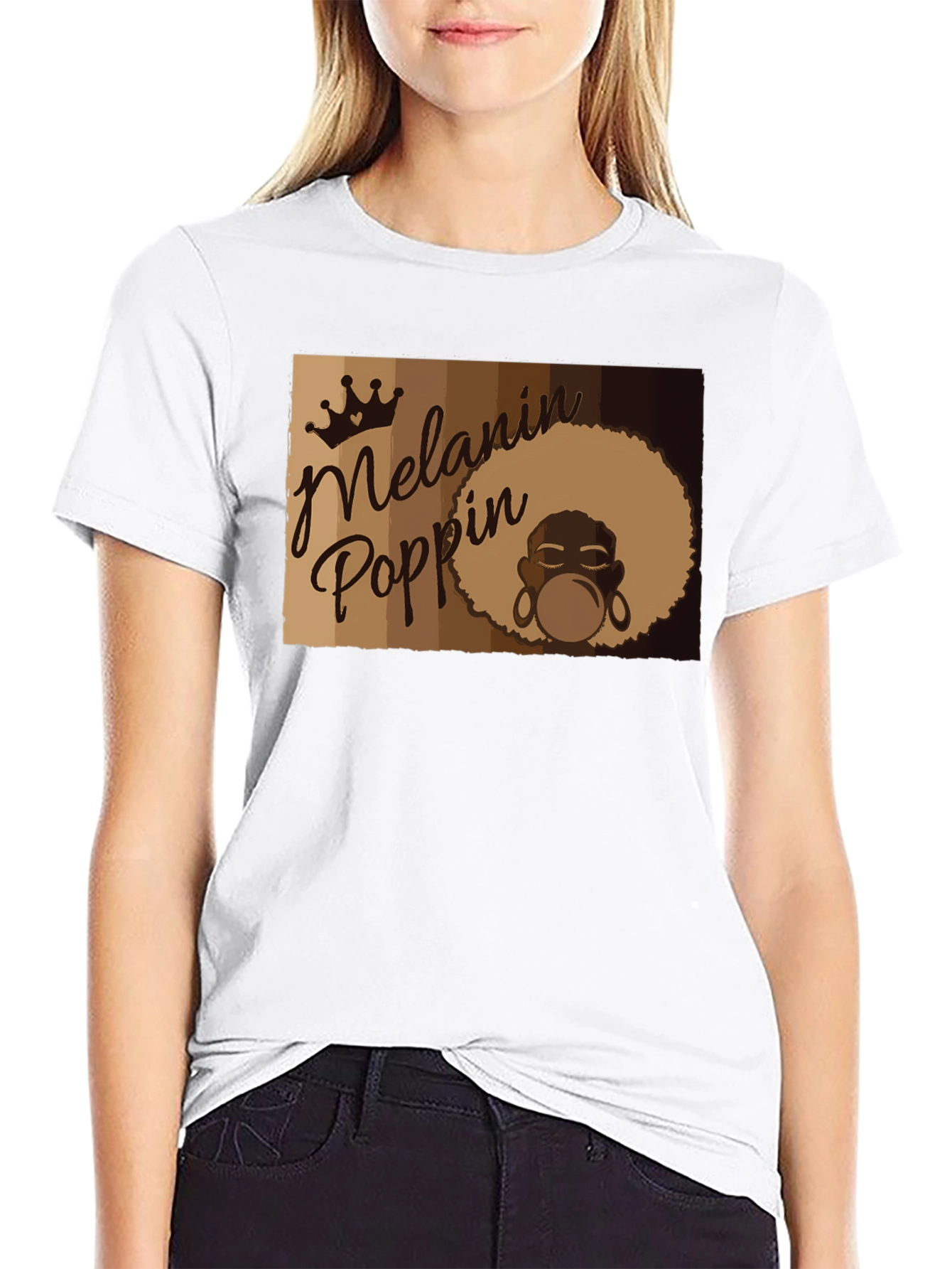 Melanin Poppin Graphic T-Shirt - Black Cotton Tee