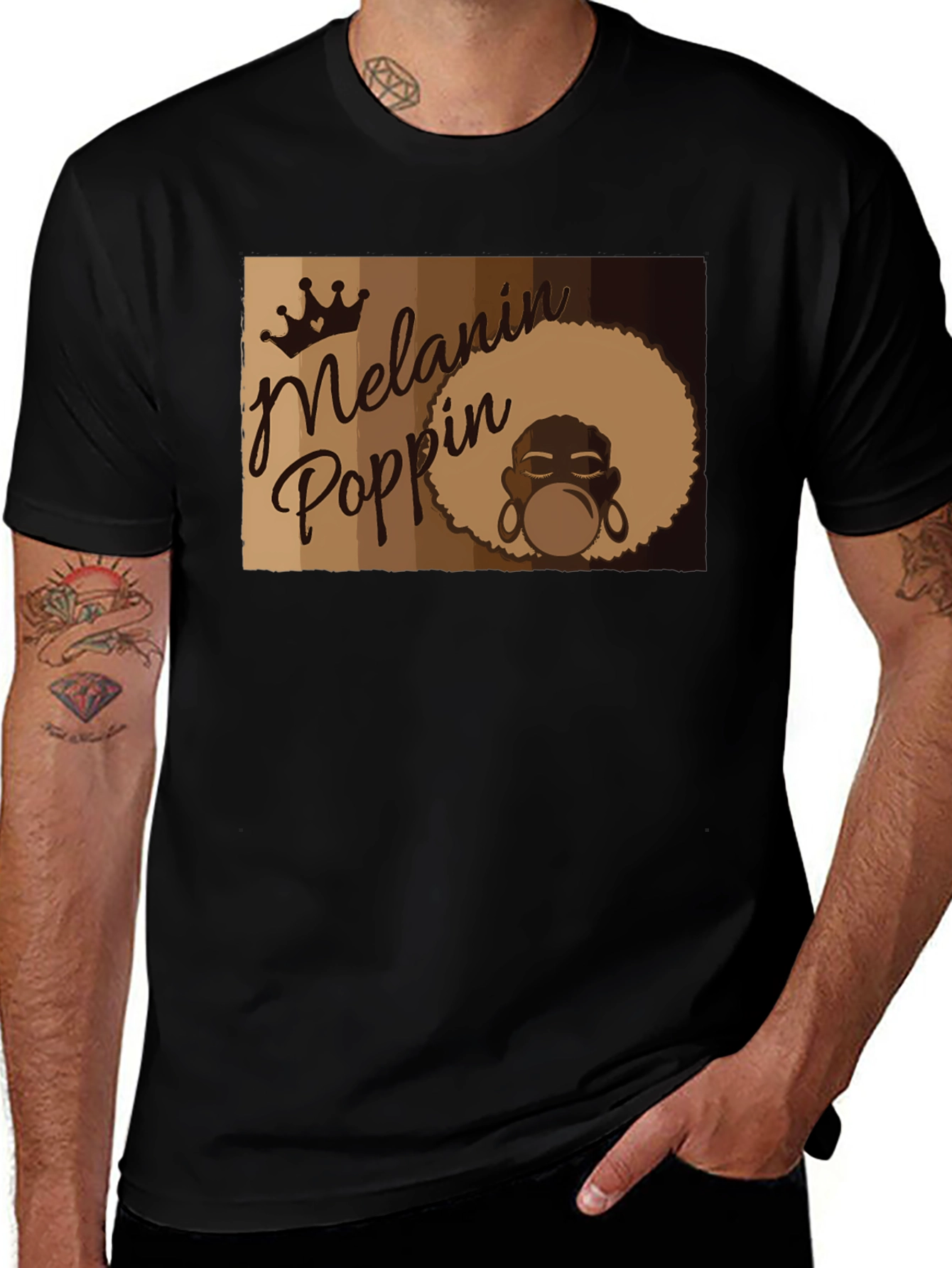 Melanin Poppin Graphic T-Shirt - Black Cotton Tee