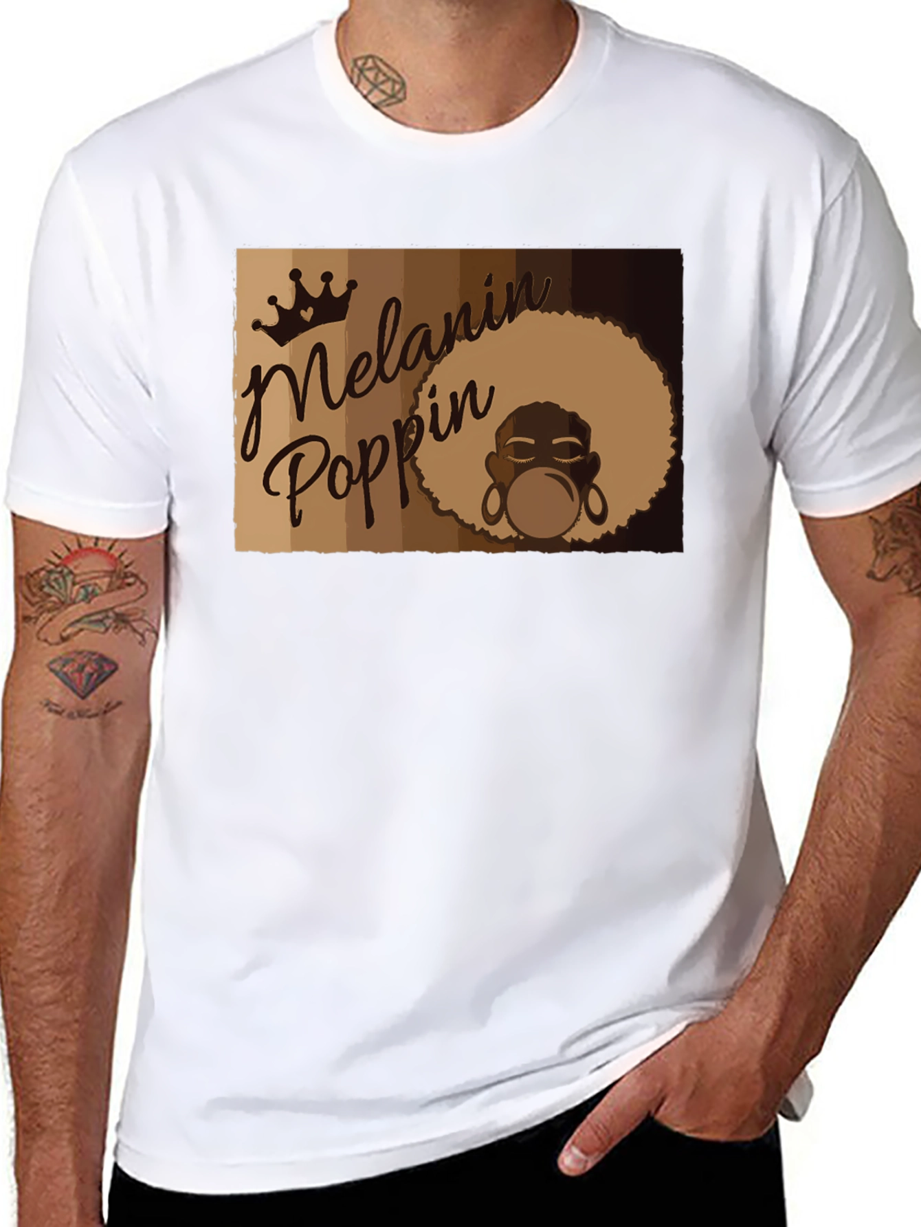 Melanin Poppin Graphic T-Shirt - Black Cotton Tee