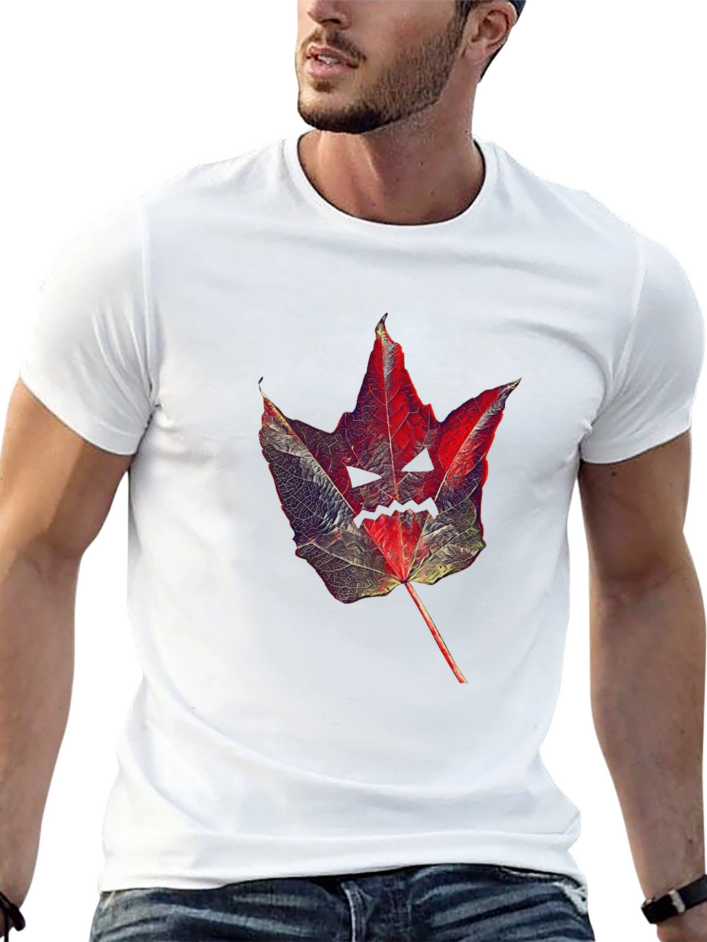 Spooky Leaf Graphic Tee - Halloween Shirt
