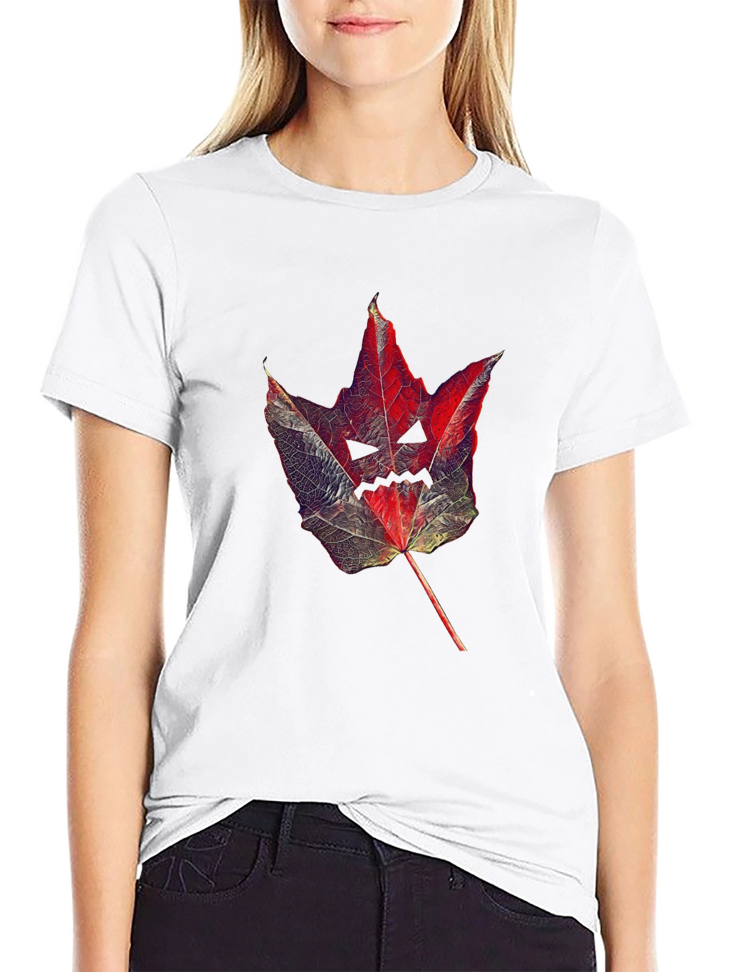 Spooky Leaf Graphic Tee - Halloween Shirt
