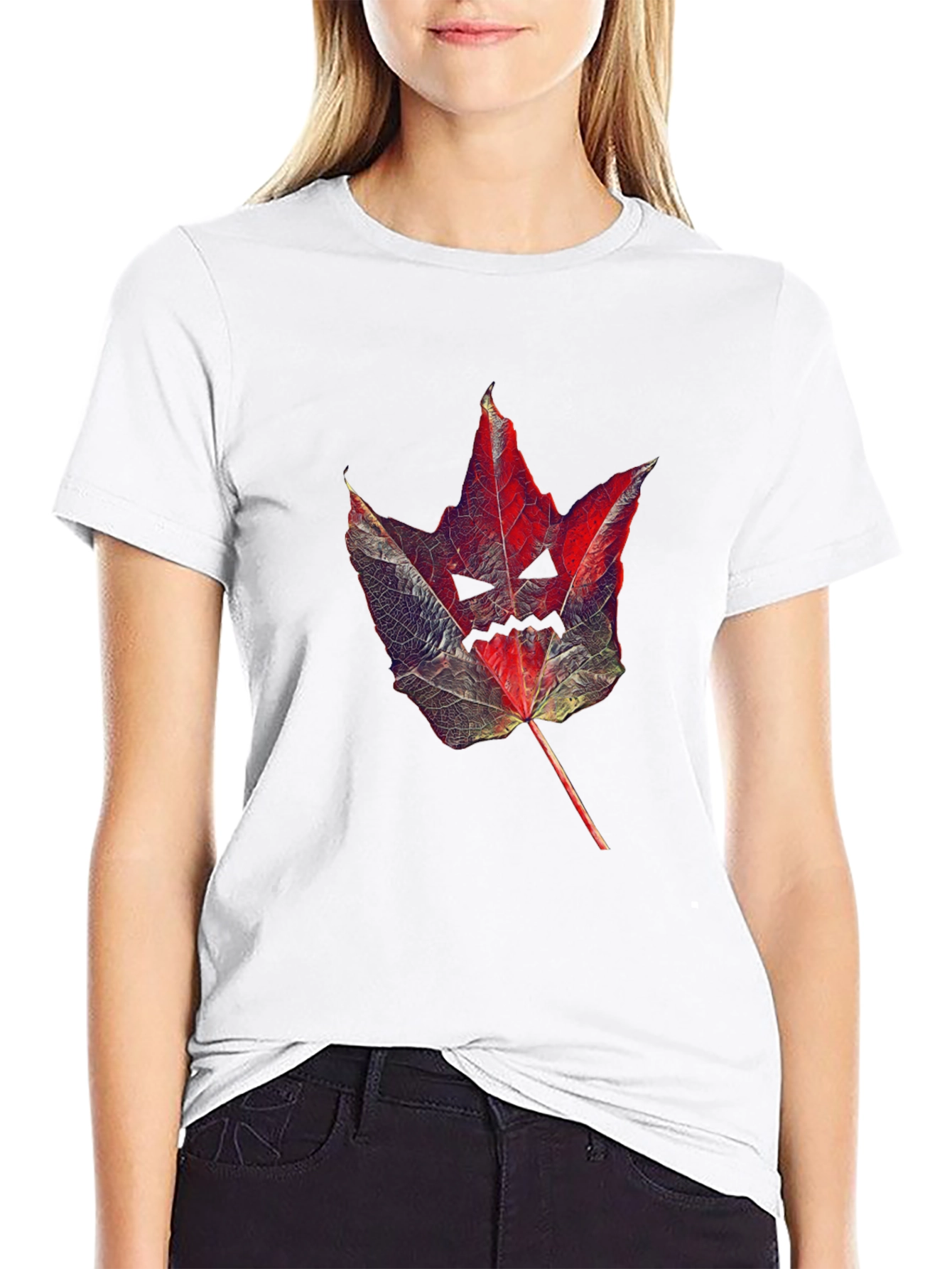 Spooky Leaf Graphic Tee - Halloween Shirt