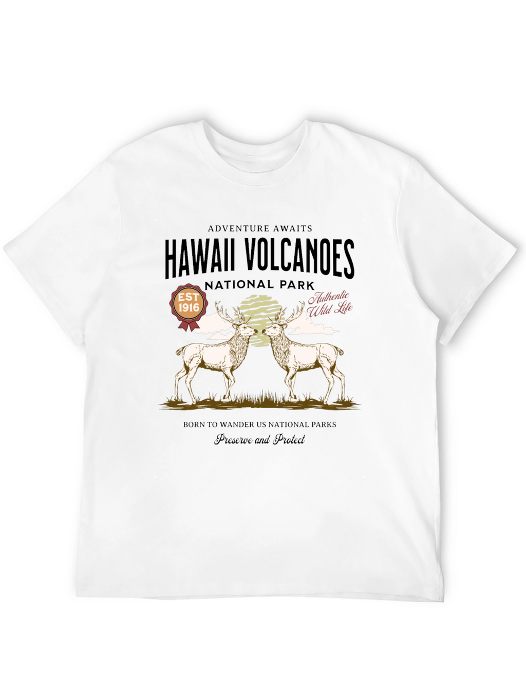 Hawaii Volcanoes National Park Deer Graphic T-Shirt