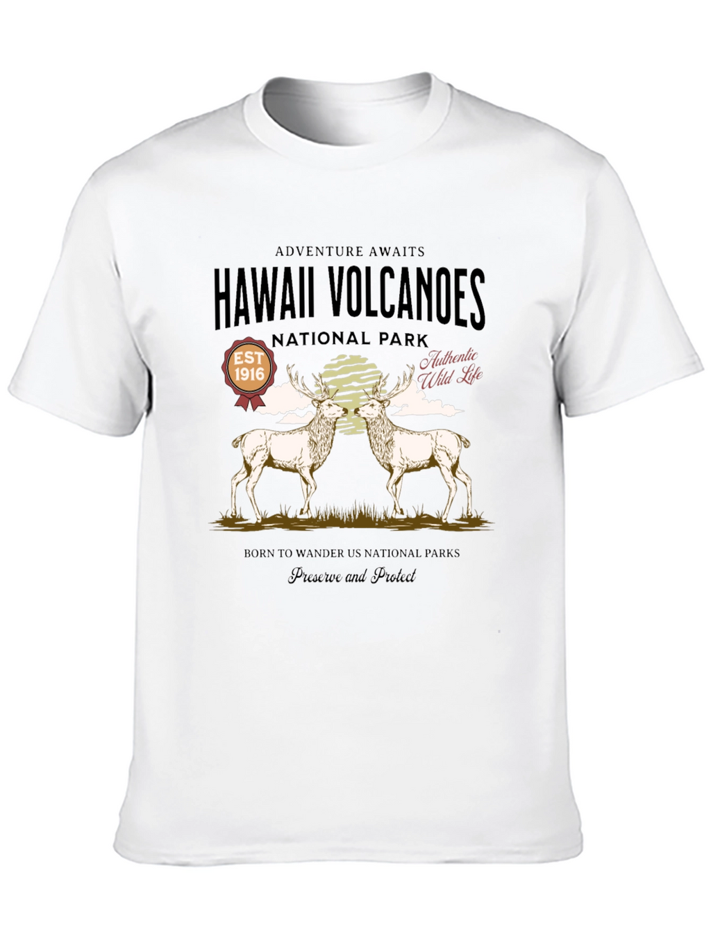 Hawaii Volcanoes National Park Deer Graphic T-Shirt