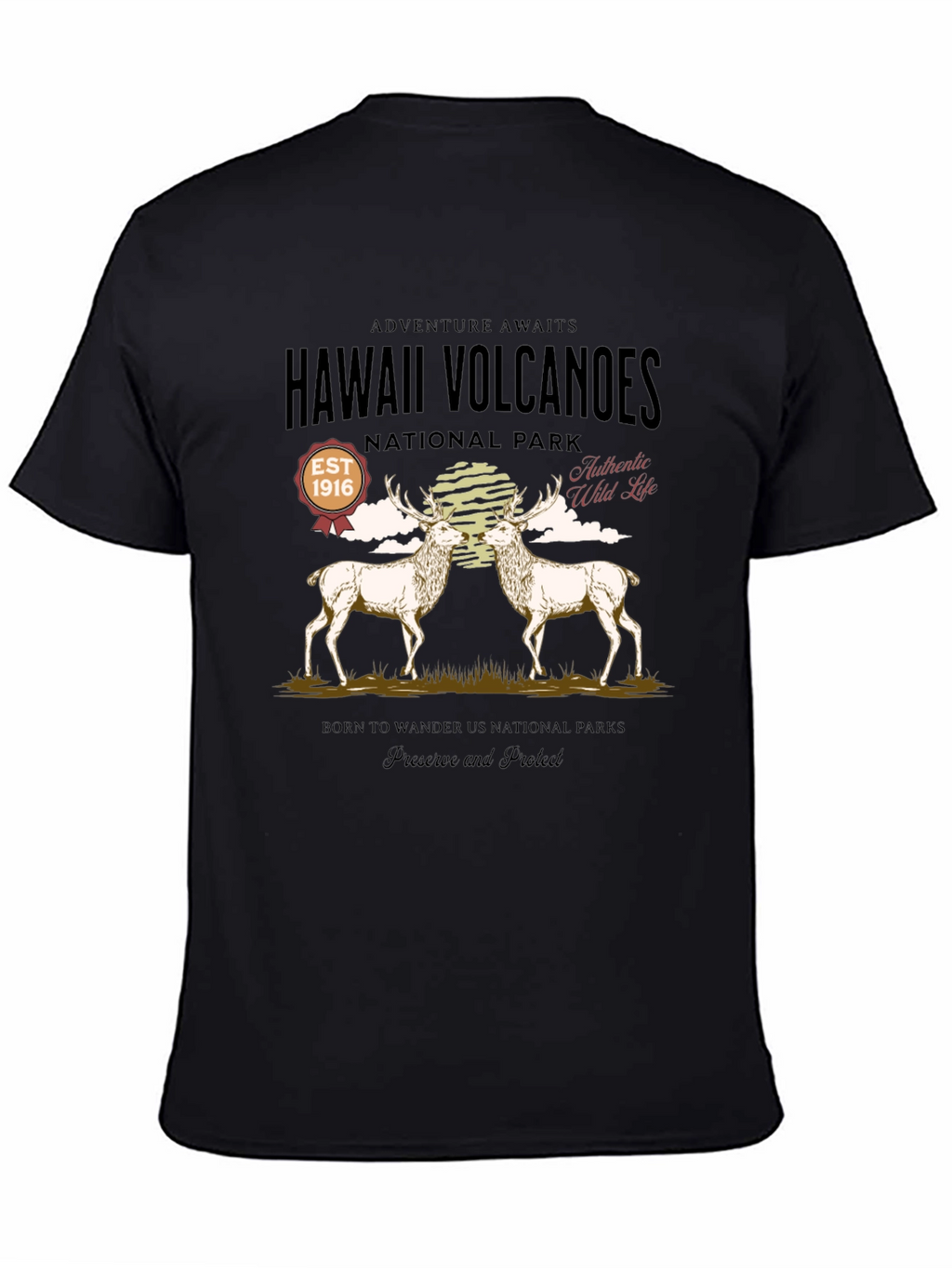 Hawaii Volcanoes National Park Deer Graphic T-Shirt