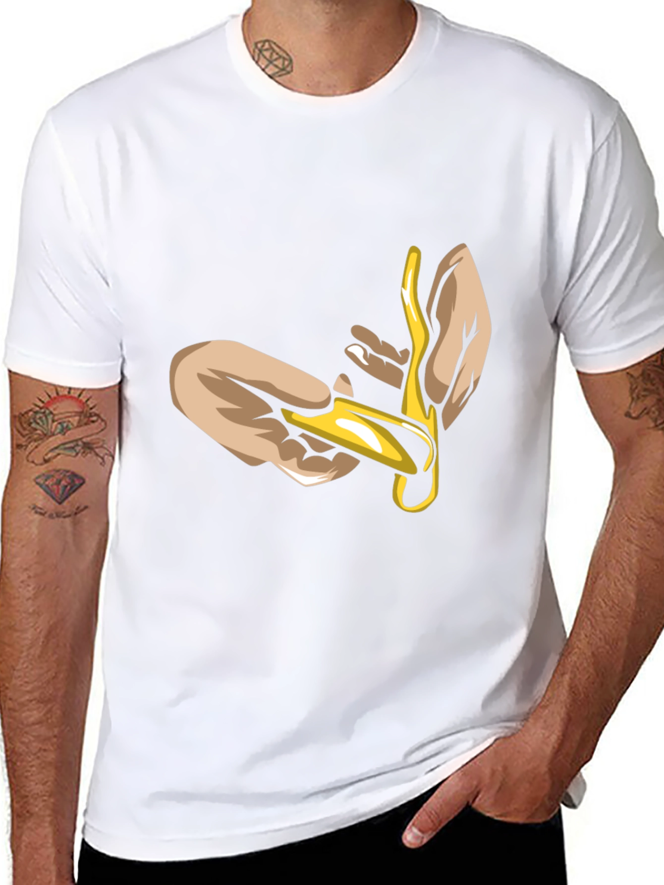 Unique Graphic Tee - Hands Holding Gold