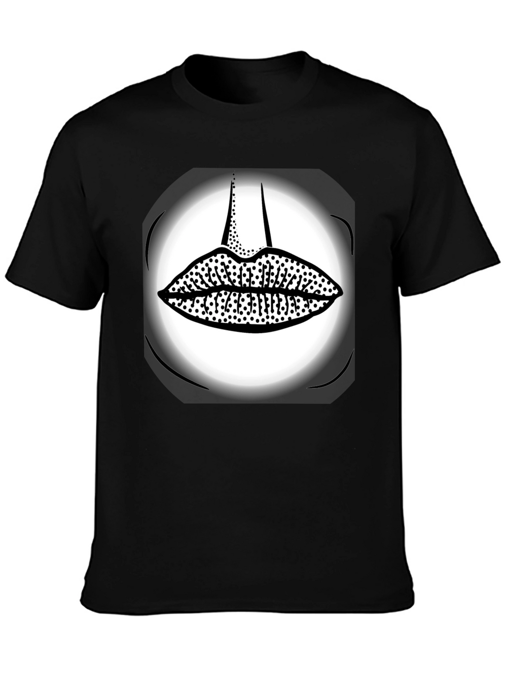 Graphic Print Black T-Shirt - Kiss Lips Design