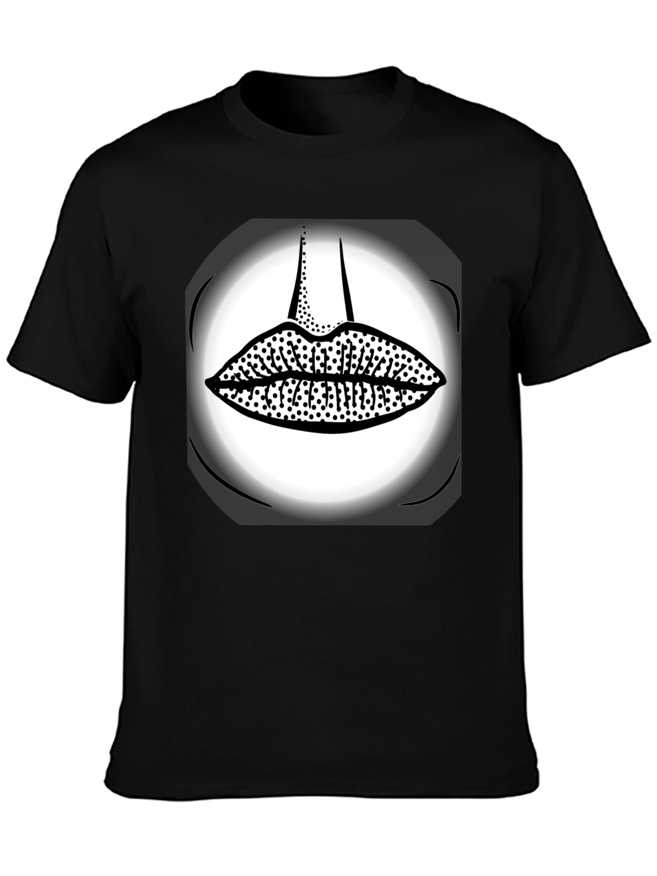 Graphic Print Black T-Shirt - Kiss Lips Design