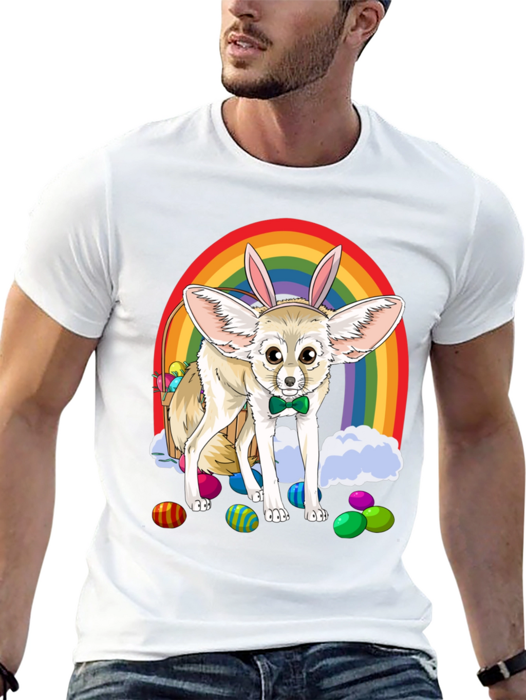 Easter Fennec Fox Rainbow T-Shirt