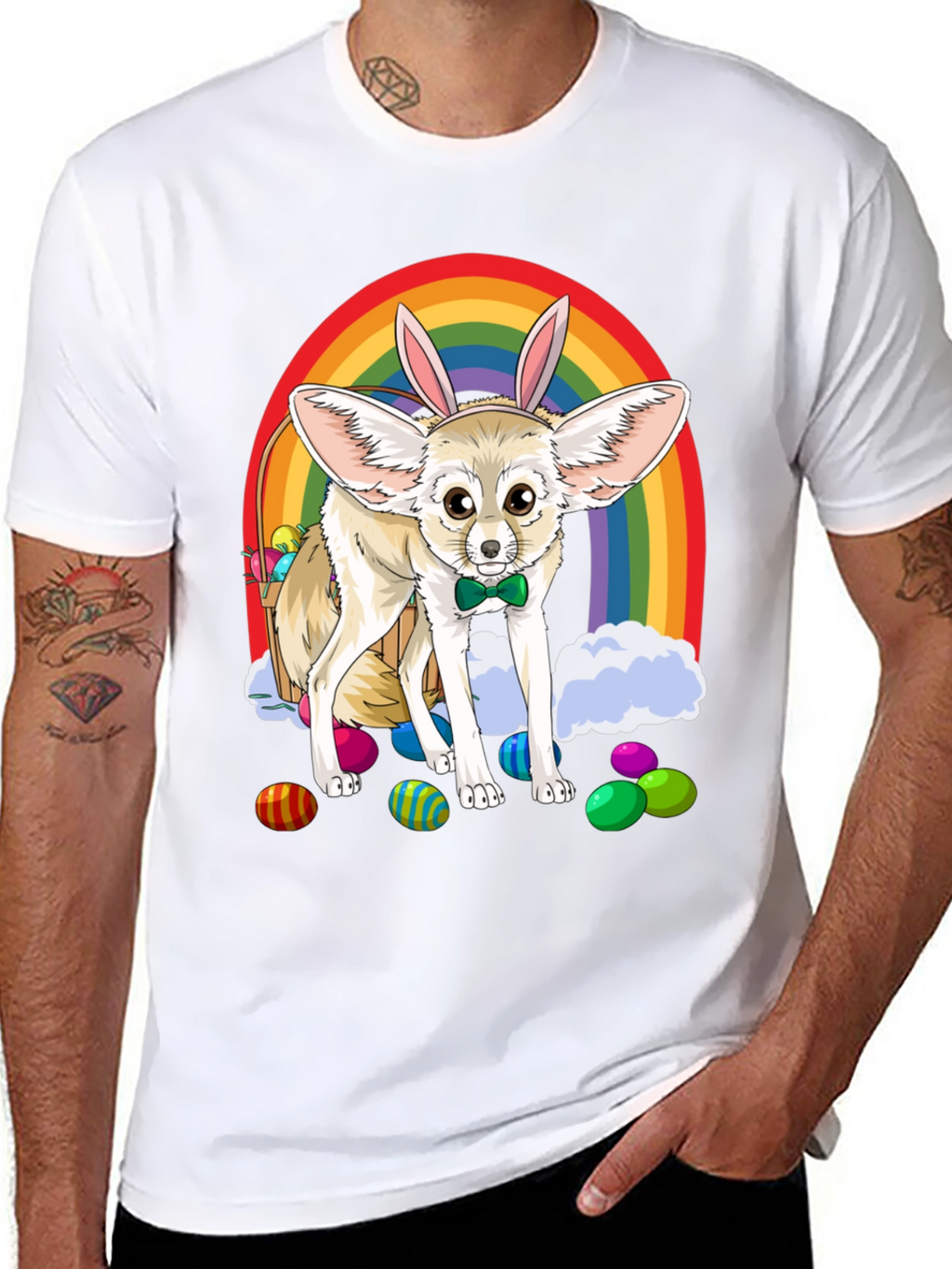 Easter Fennec Fox Rainbow T-Shirt