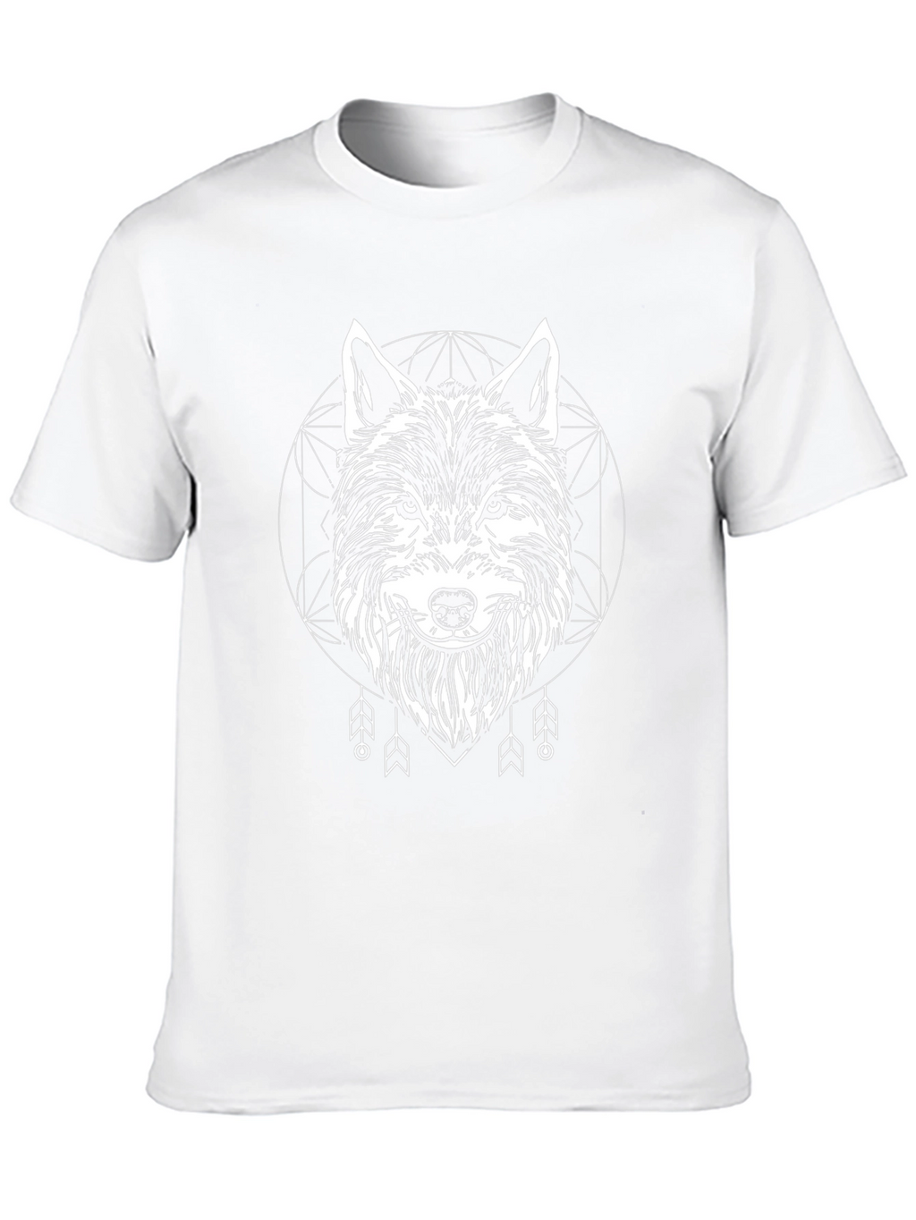Wolf Graphic Tee - Geometric Tribal Design