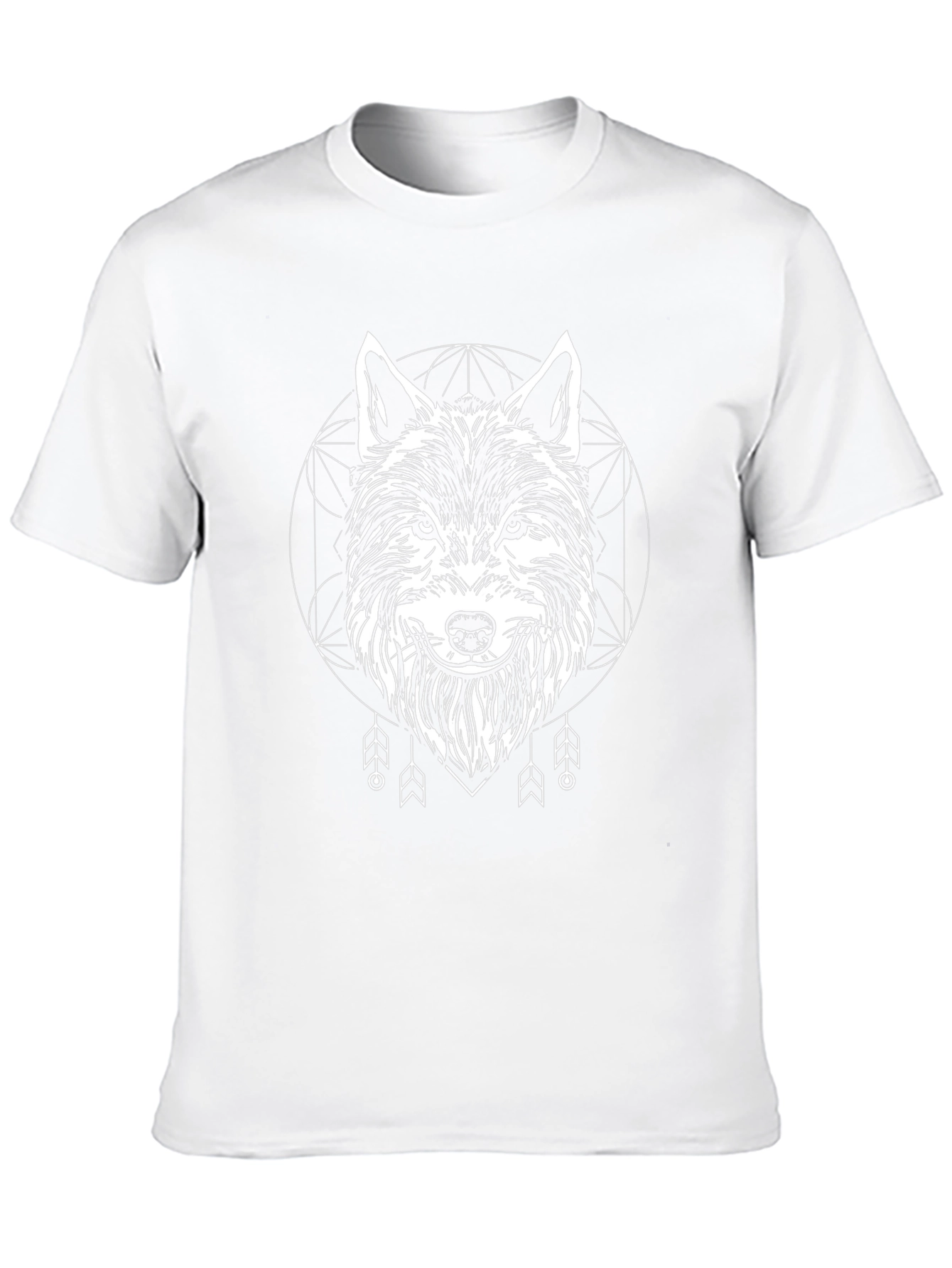 Wolf Graphic Tee - Geometric Tribal Design