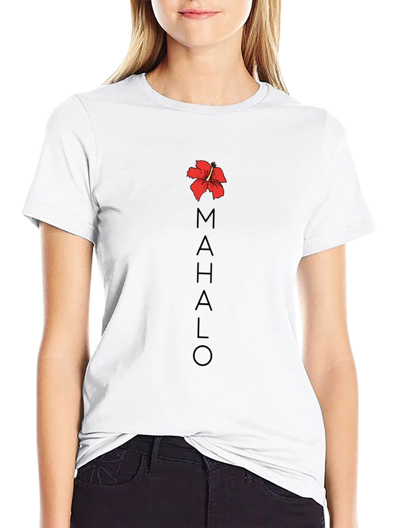 Mahalo Hawaiian Hibiscus T-Shirt Black