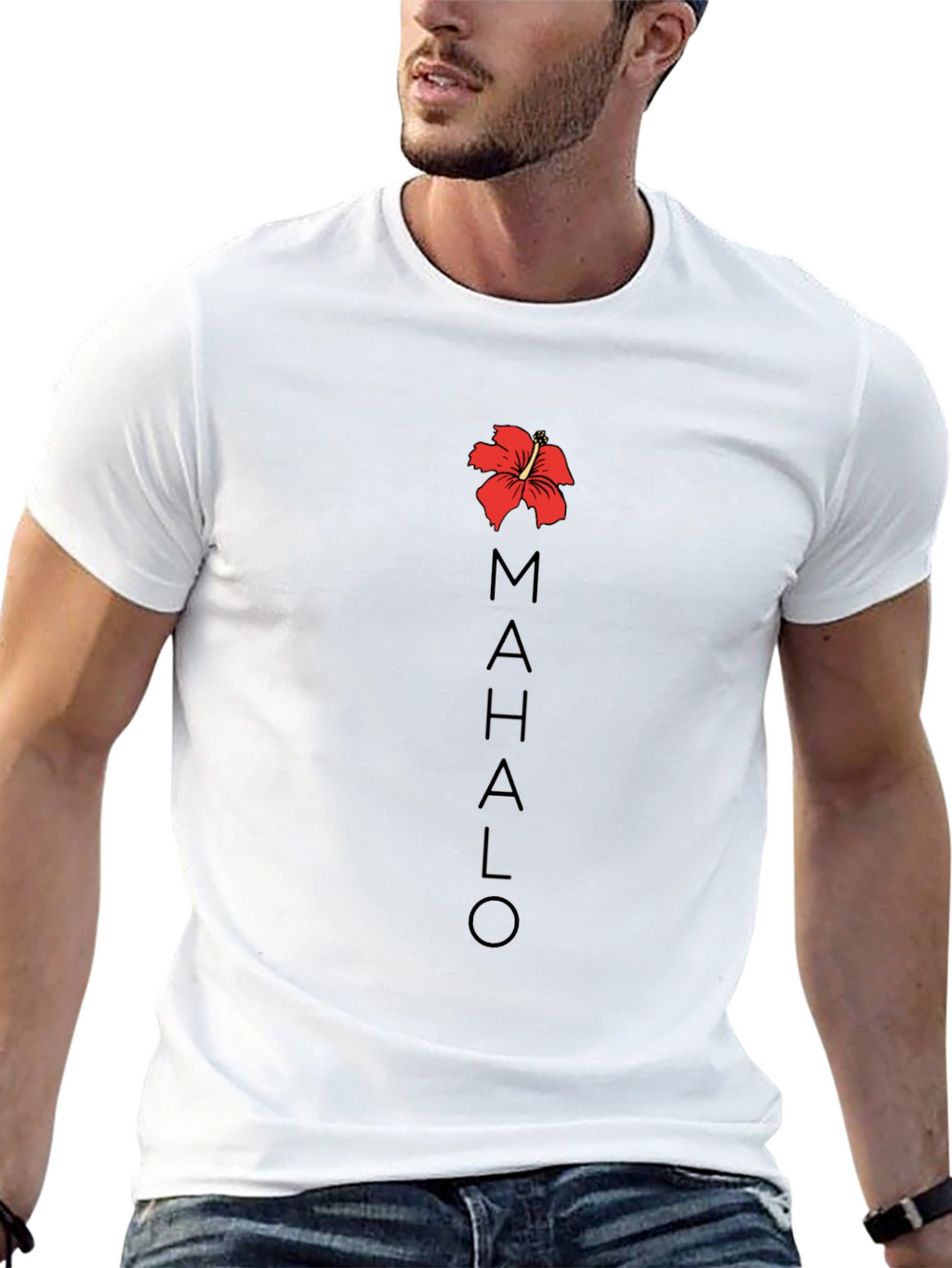 Mahalo Hawaiian Hibiscus T-Shirt Black