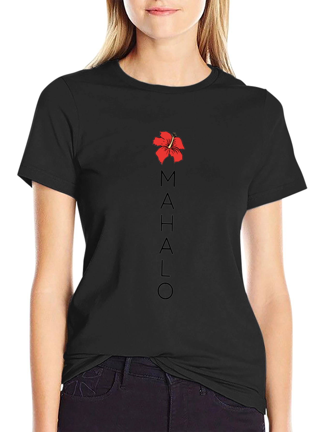 Mahalo Hawaiian Hibiscus T-Shirt Black