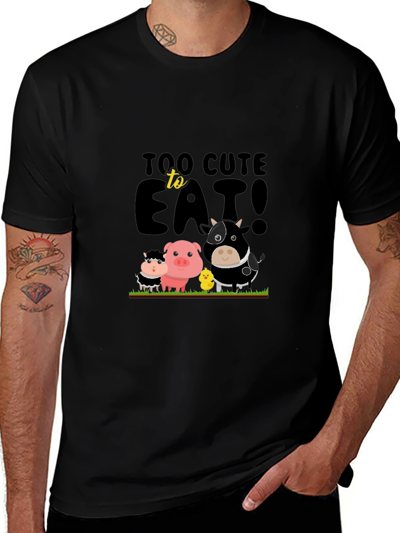Cute Animals Too Cute To Eat Black T-Shirt
