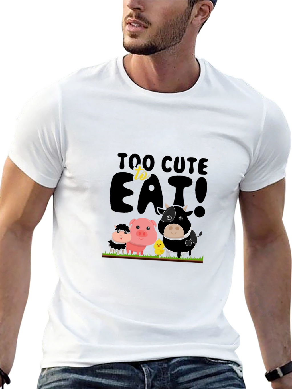 Cute Animals Too Cute To Eat Black T-Shirt