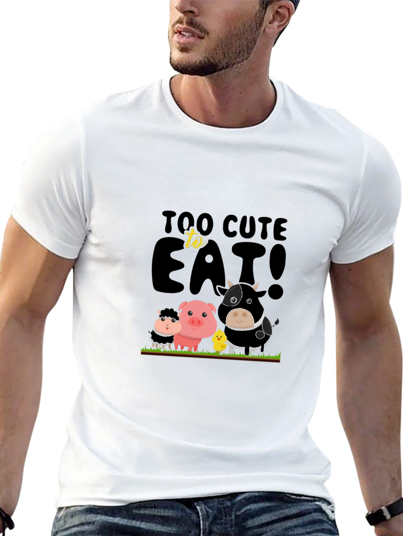 Cute Animals Too Cute To Eat Black T-Shirt