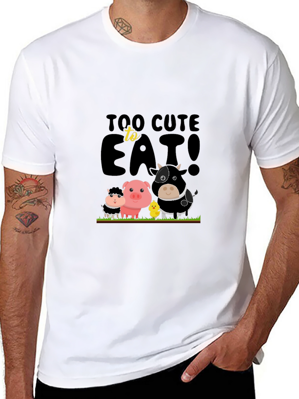 Cute Animals Too Cute To Eat Black T-Shirt
