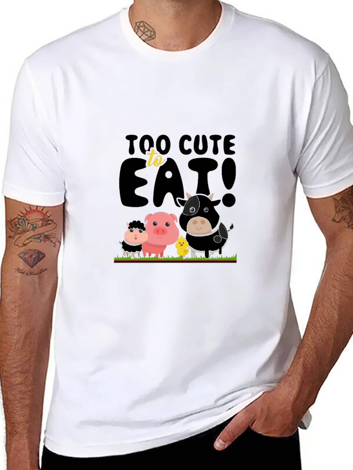 Cute Animals Too Cute To Eat Black T-Shirt