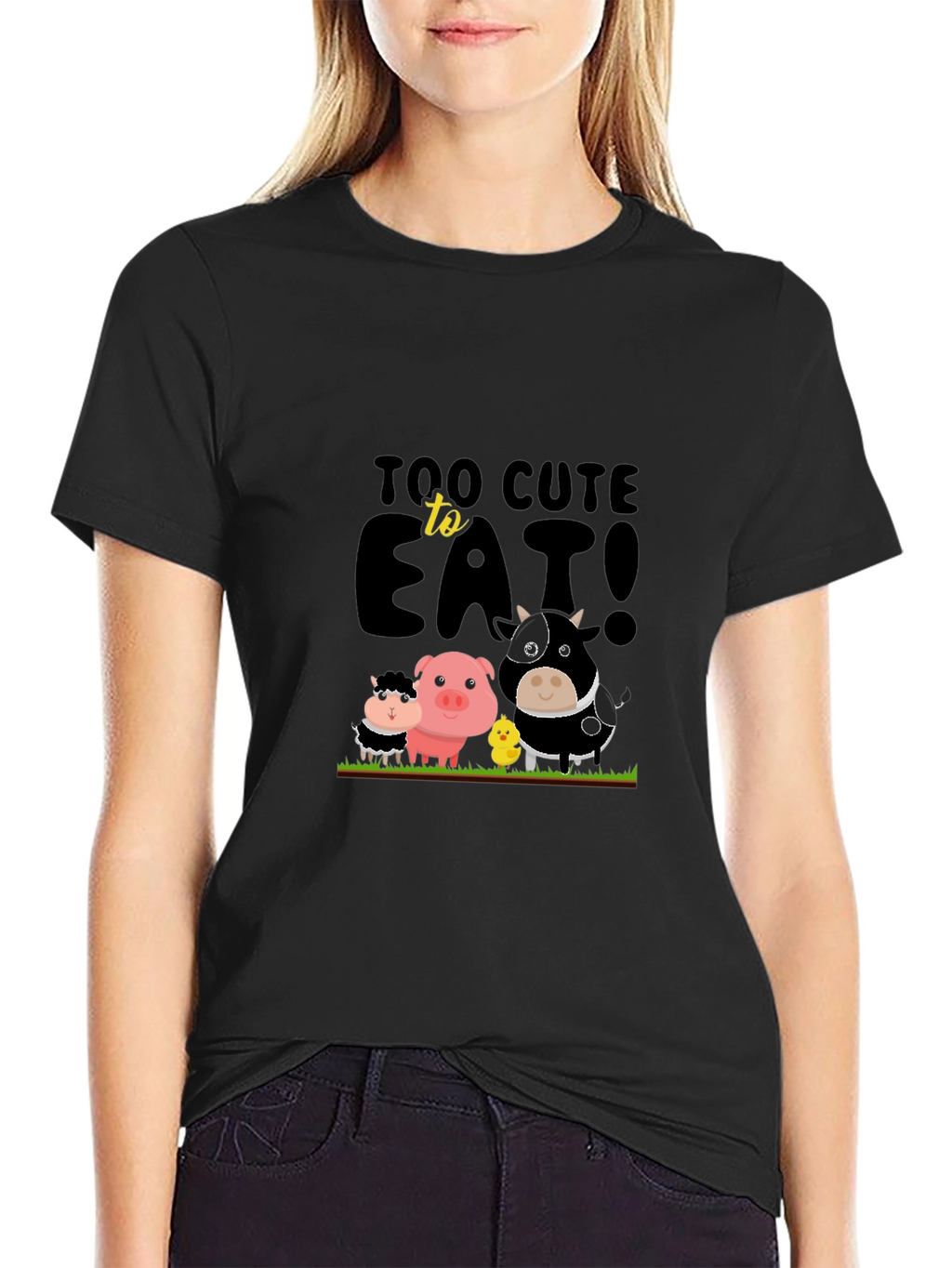 Cute Animals Too Cute To Eat Black T-Shirt