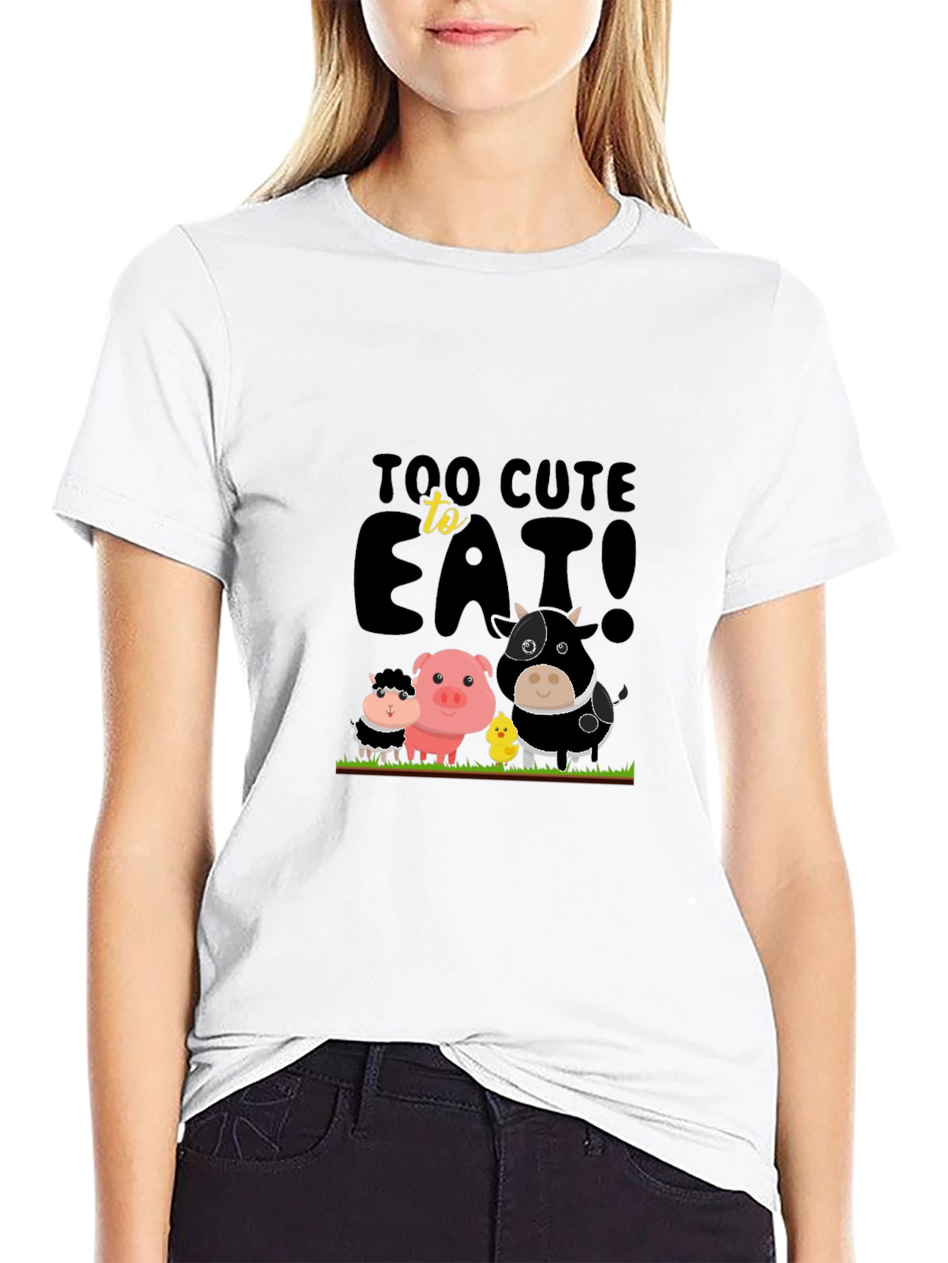 Cute Animals Too Cute To Eat Black T-Shirt
