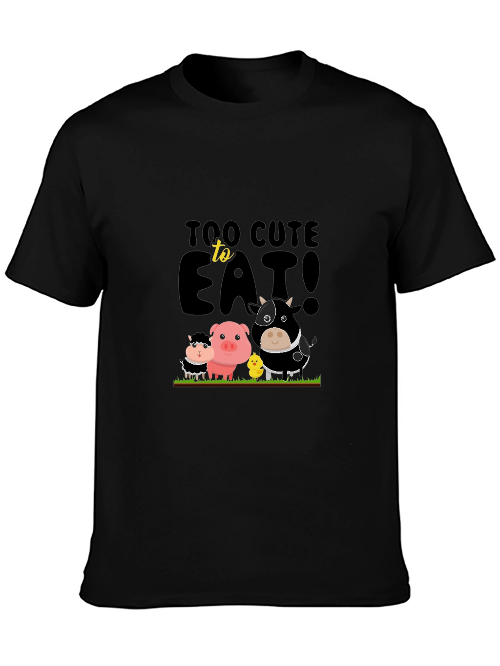 Cute Animals Too Cute To Eat Black T-Shirt