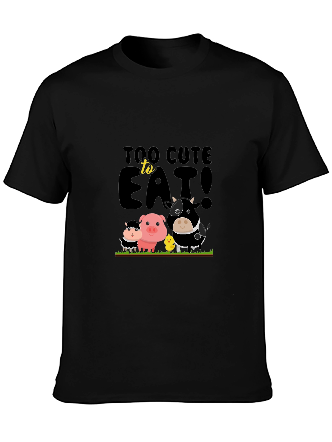 Cute Animals Too Cute To Eat Black T-Shirt