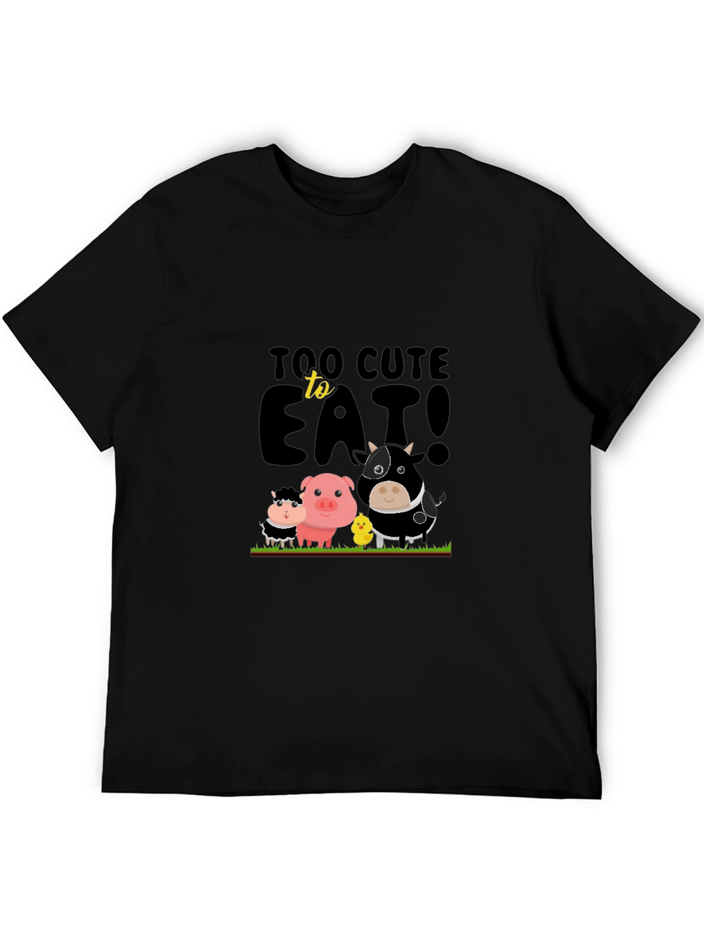 Cute Animals Too Cute To Eat Black T-Shirt