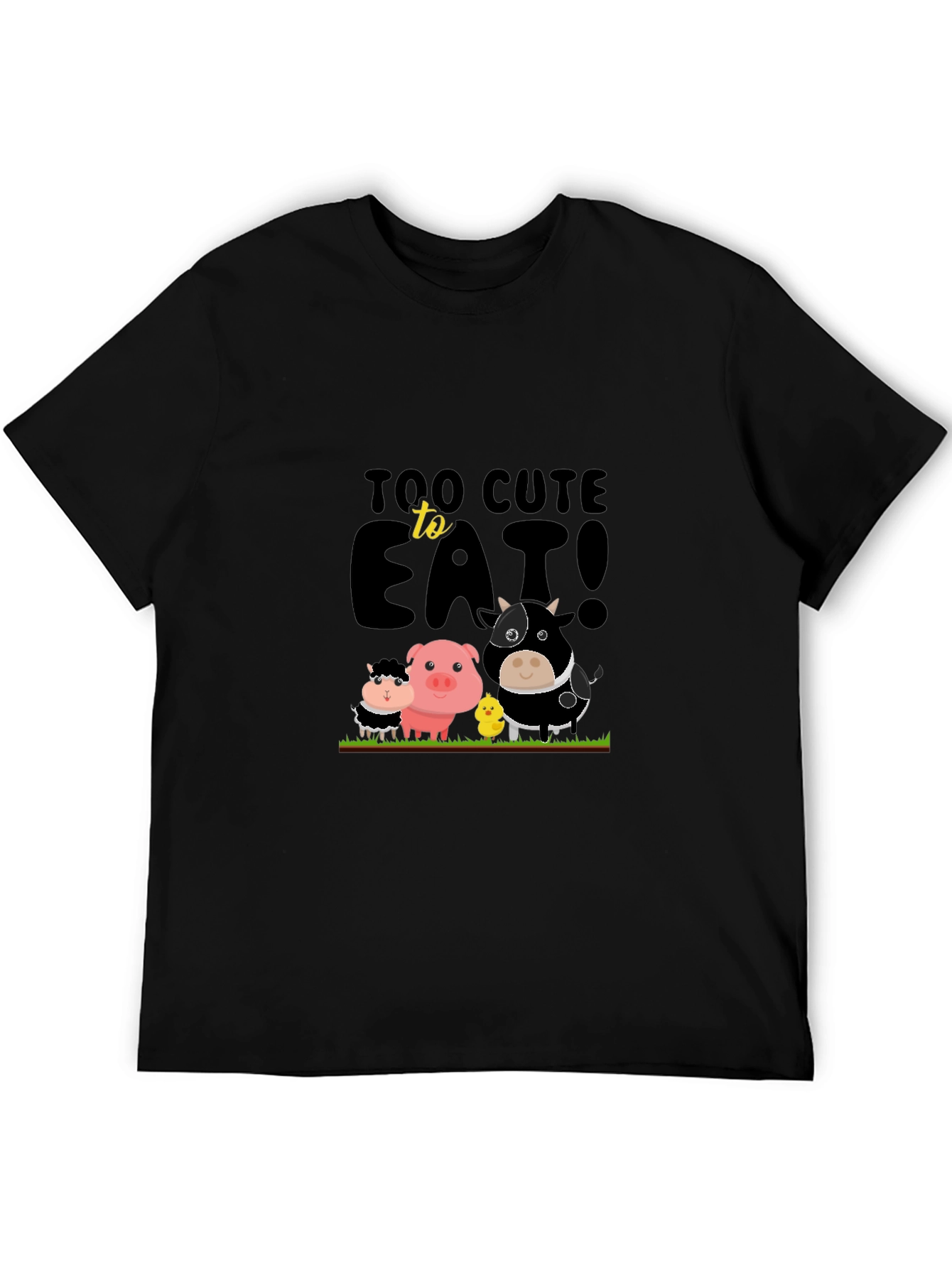 Cute Animals Too Cute To Eat Black T-Shirt