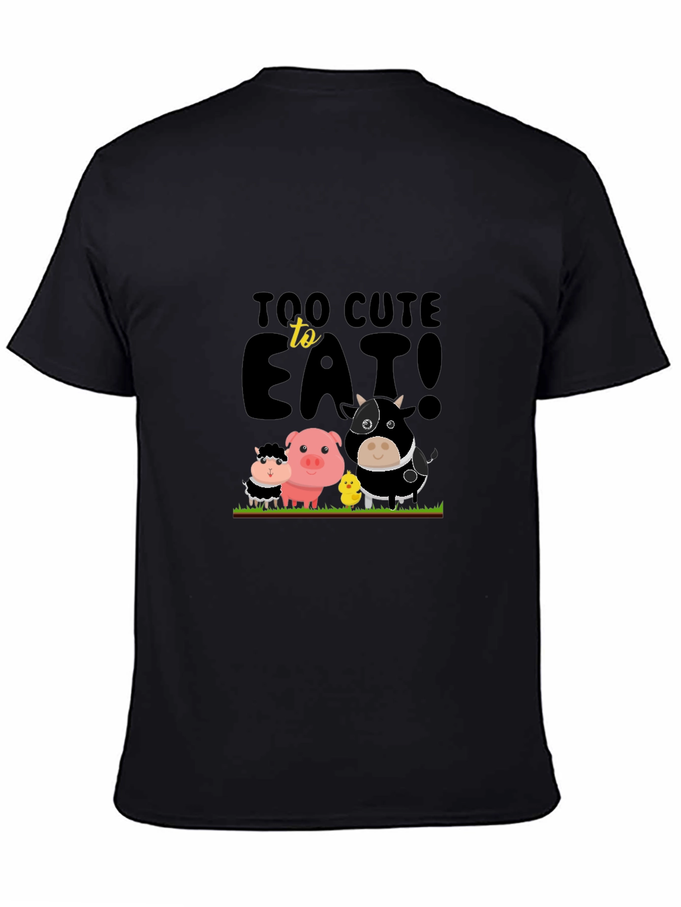 Cute Animals Too Cute To Eat Black T-Shirt