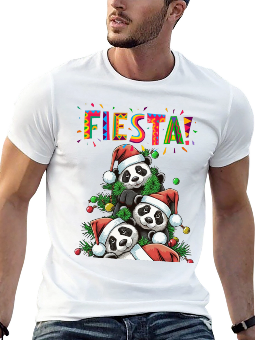 Fiesta Pandas Christmas Holiday Graphic Tee