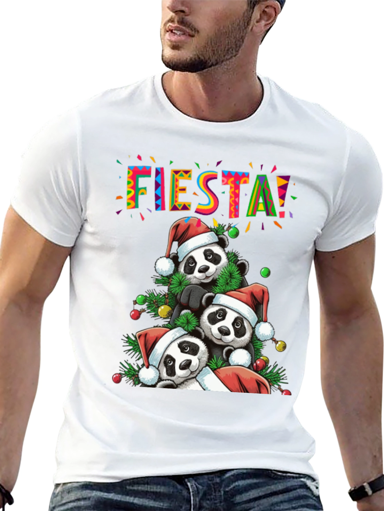 Fiesta Pandas Christmas Holiday Graphic Tee