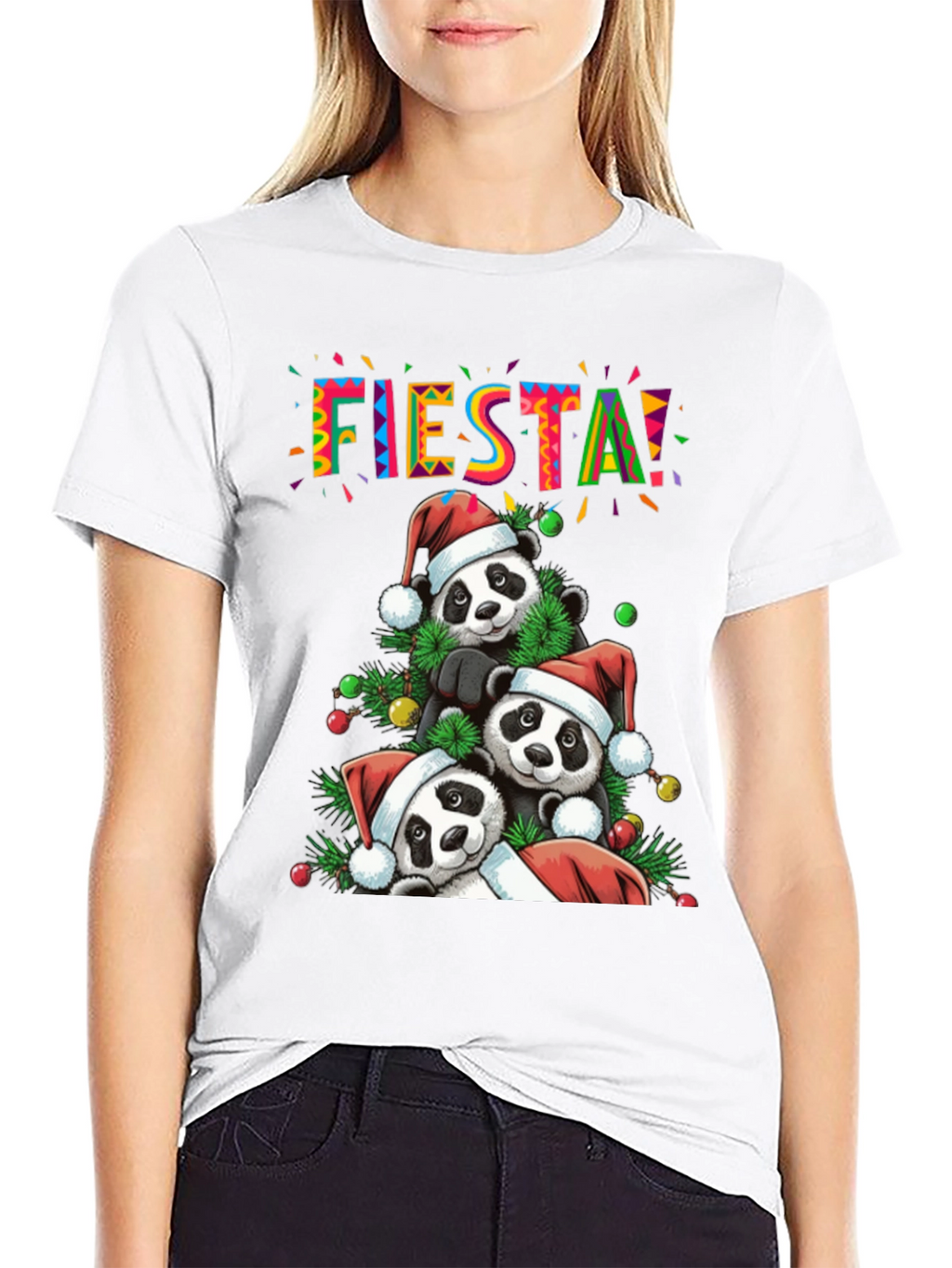 Fiesta Pandas Christmas Holiday Graphic Tee