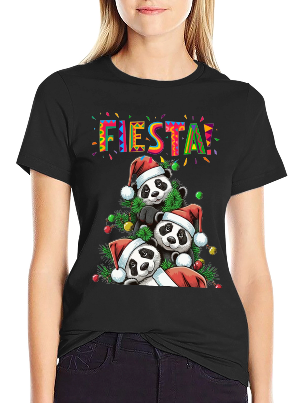 Fiesta Pandas Christmas Holiday Graphic Tee