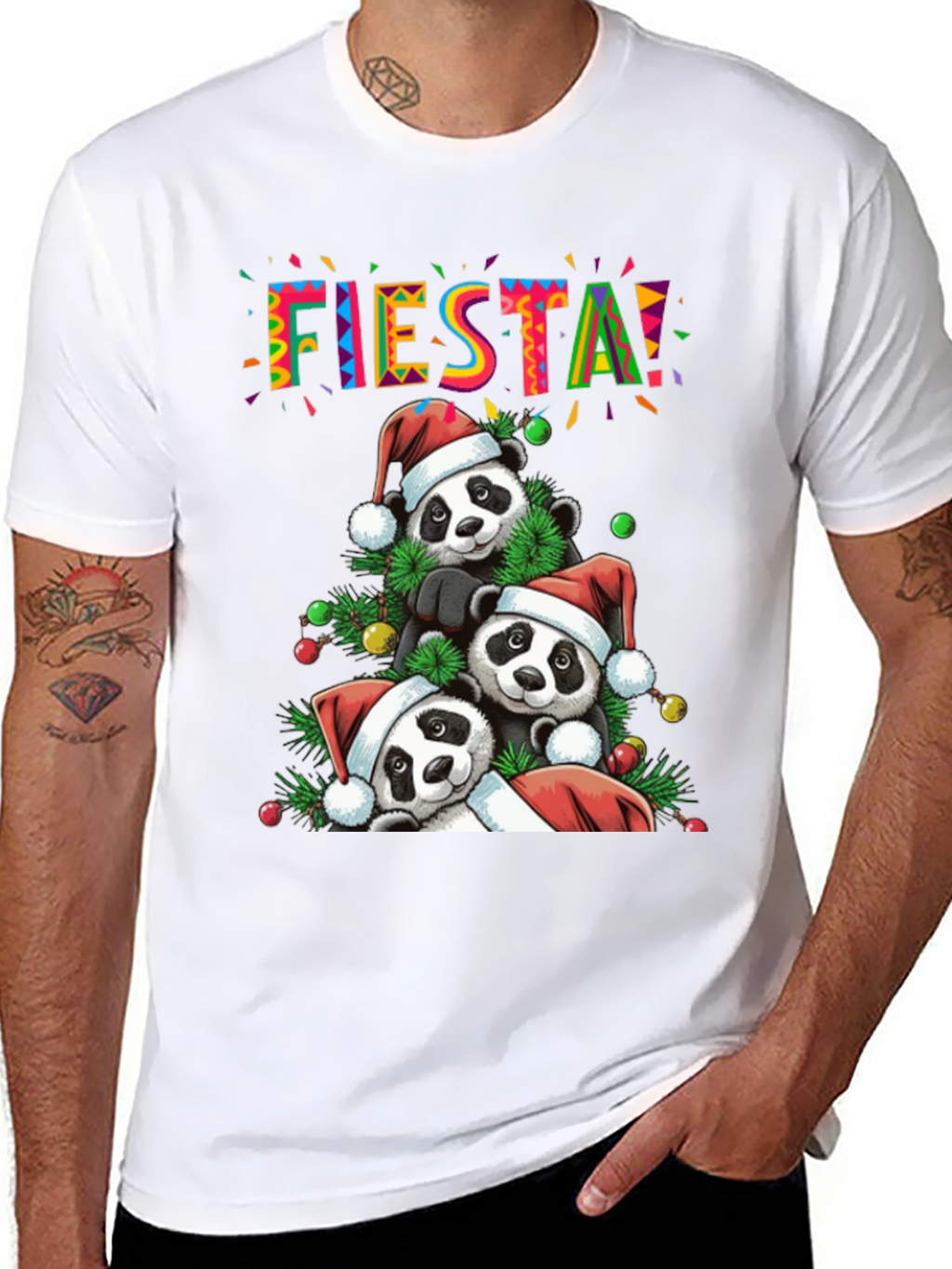 Fiesta Pandas Christmas Holiday Graphic Tee